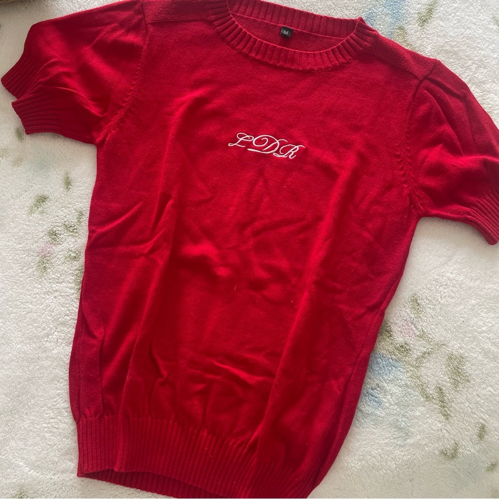 Lana Del Rey Embroidered LDR Red Sweater Top Merch